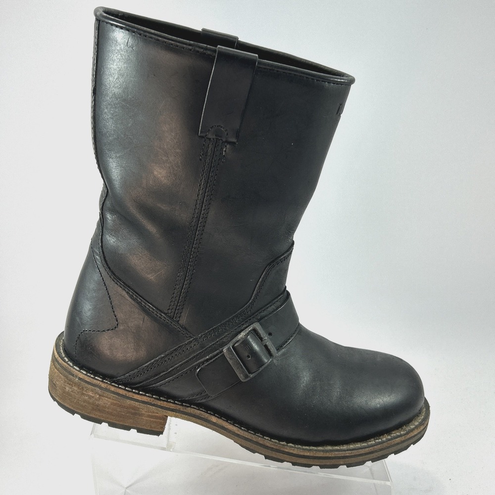 L.L.Bean Roughout Leather Engineer Boots Men's Sz 11 Harness Black Goodyear Welt - Picture 2 of 15